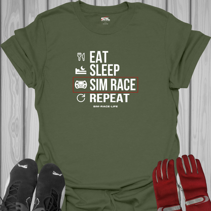 Eat, Sleep, Sim Race, Repeat - Sim Racing T-Shirt