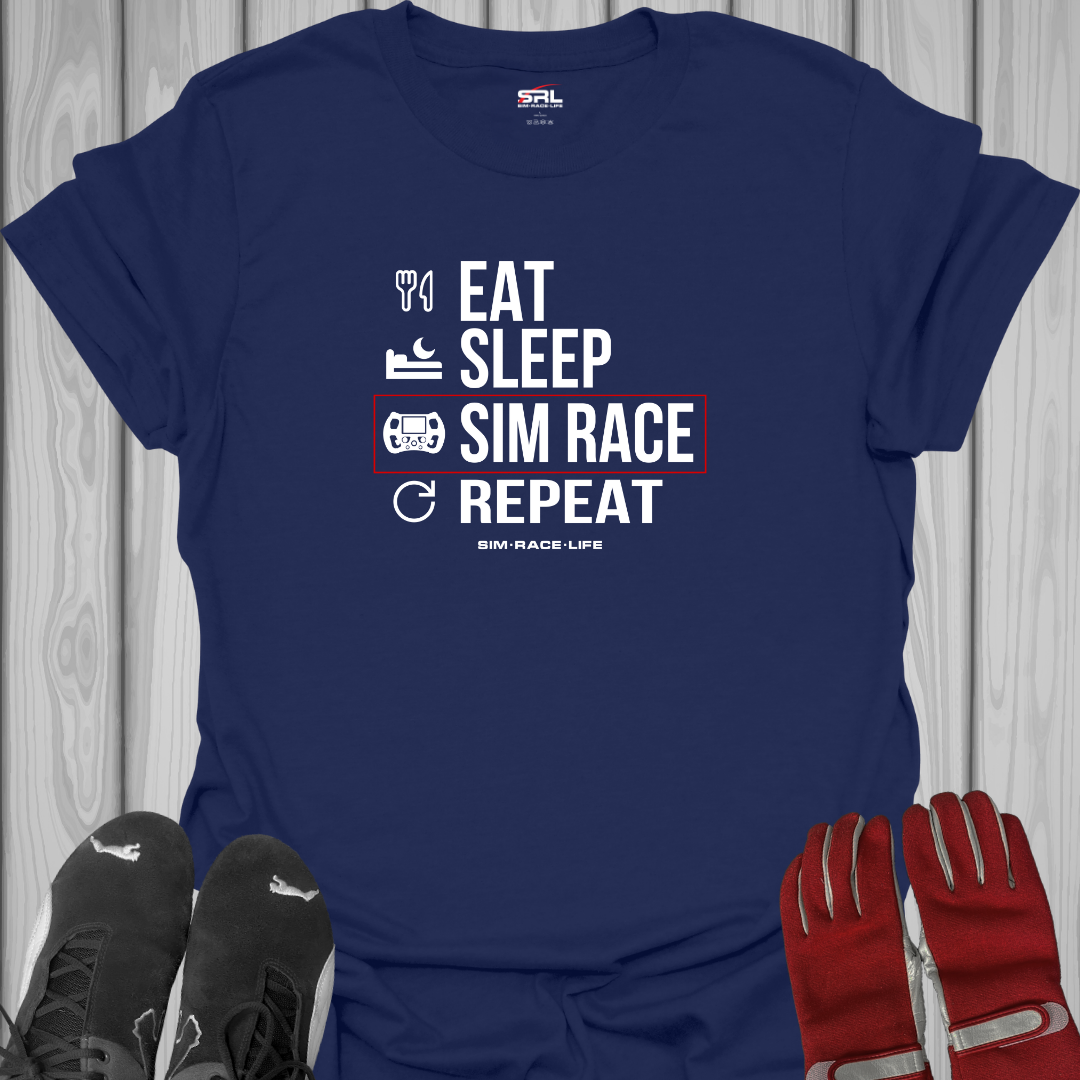 Eat, Sleep, Sim Race, Repeat - Sim Racing T-Shirt